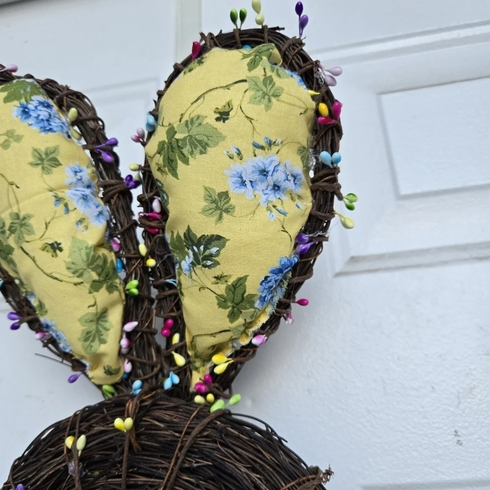 Handmade Yellow and Green Easter Bunny Wreath